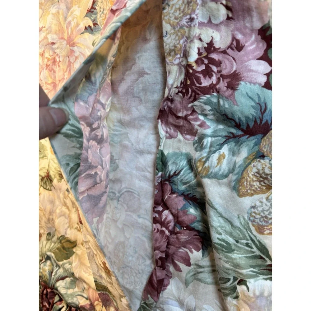 Vintage Waverly Ruffled Pillow Shams Standard 19x26 Multi Rose Floral Set of 2